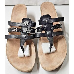 UGG‎ Layback sandals women Sz 10 Thong slide black leather Shearling lined